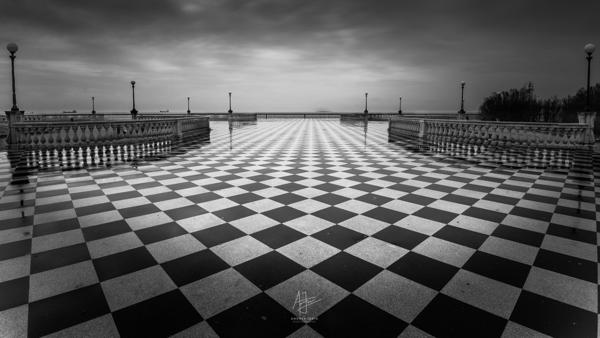 A classical view of Terrazza Mascagni, Livorno (Tuscany), Italy.